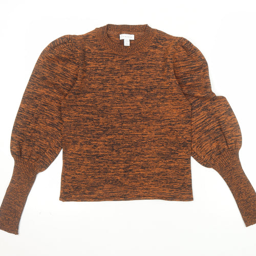 Topshop Women’s Brown Puff Sleeve Knit Blouse UK S