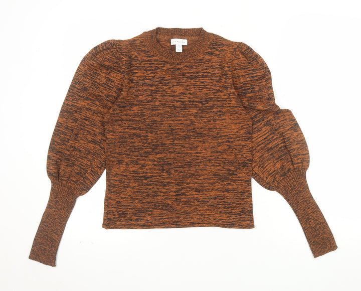 Topshop Women’s Brown Puff Sleeve Knit Blouse UK S