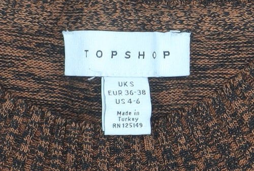 Topshop Women’s Brown Puff Sleeve Knit Blouse UK S