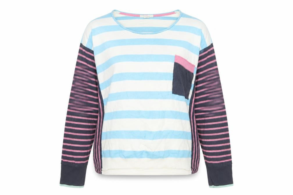 Front view of White Stuff Women's Multicoloured Striped Cotton Cashmere Jumper, size 14