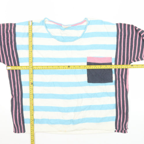 White Stuff Women's Multicoloured Striped Cotton Cashmere Jumper Size 14