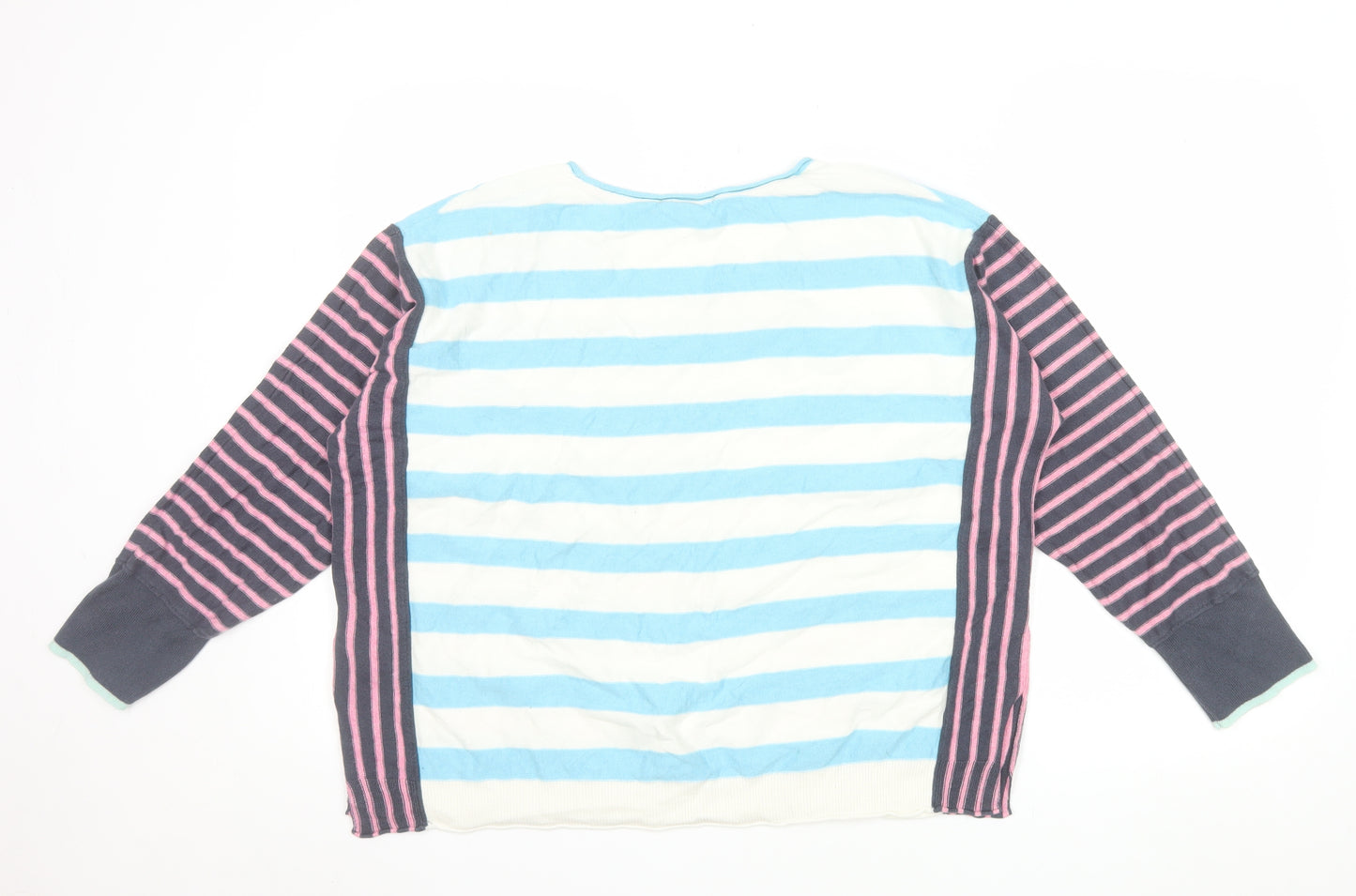 White Stuff Women's Multicoloured Striped Cotton Cashmere Jumper Size 14