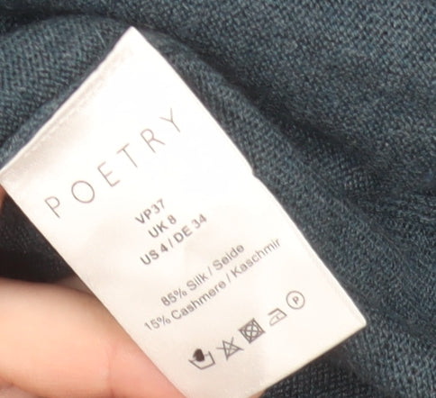 Poetry Women Blue Silk Cashmere Tunic Jumper Size 8