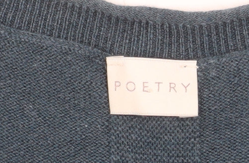 Poetry Women Blue Silk Cashmere Tunic Jumper Size 8