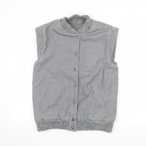 BiBA Women's Grey Cotton Waistcoat Bodywarmer Size 10 Snap Front