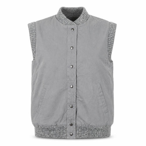 BiBA Women's Grey Cotton Waistcoat Bodywarmer Size 10 Snap Front