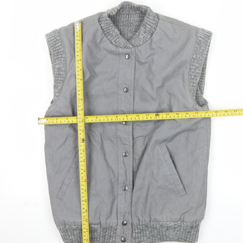 BiBA Women's Grey Cotton Waistcoat Bodywarmer Size 10 Snap Front