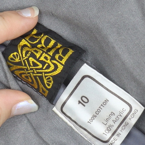 BiBA Women's Grey Cotton Waistcoat Bodywarmer Size 10 Snap Front