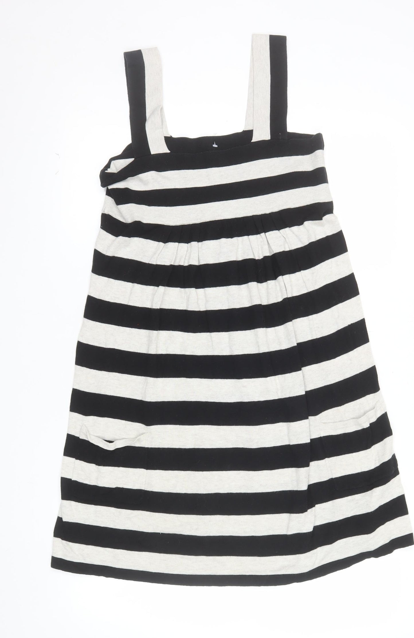 Topshop Women Black Striped Bodycon Cotton Stretch Dress Size 10
