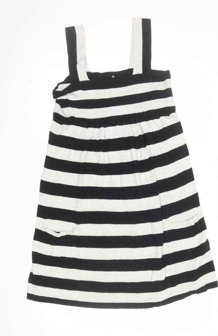 Topshop Women Black Striped Bodycon Cotton Stretch Dress Size 10
