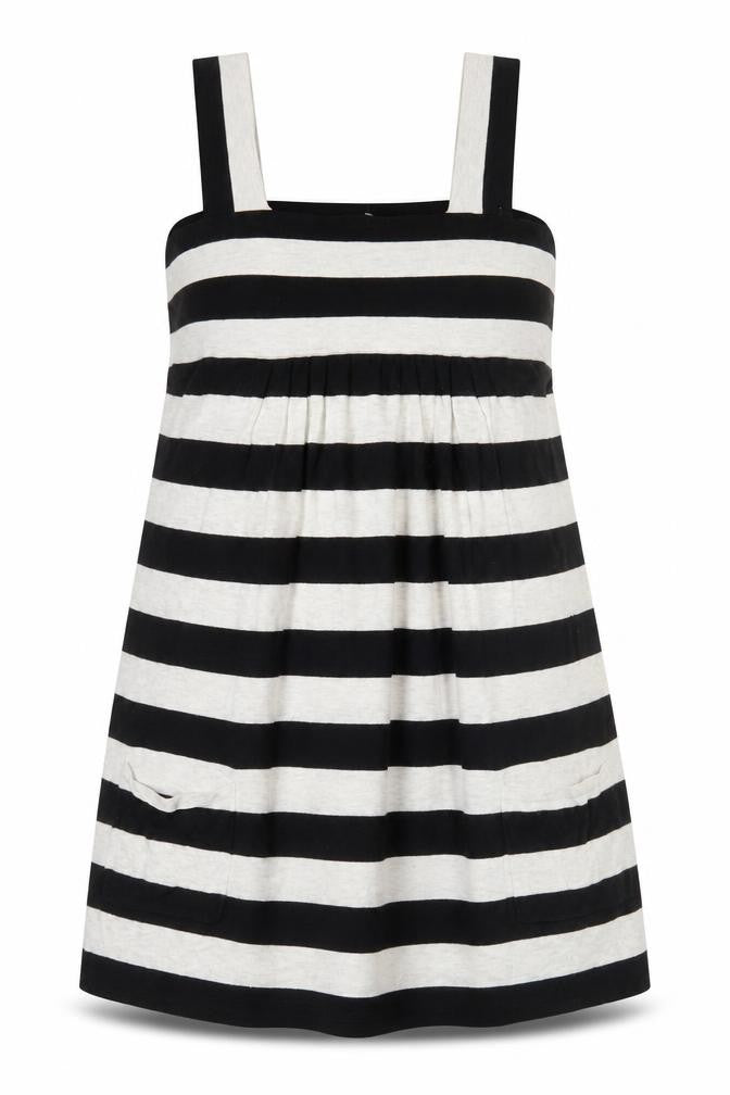 Topshop Women Black Striped Bodycon Cotton Stretch Dress Size 10