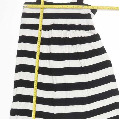 Topshop Women Black Striped Bodycon Cotton Stretch Dress Size 10
