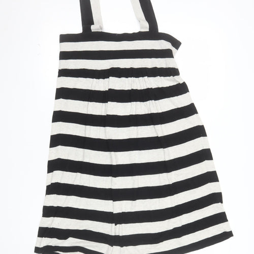 Topshop Women Black Striped Bodycon Cotton Stretch Dress Size 10