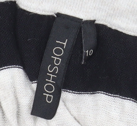 Topshop Women Black Striped Bodycon Cotton Stretch Dress Size 10