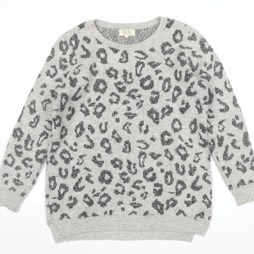 Nine by Savannah Miller Grey Leopard Print Women's Jumper Size 8