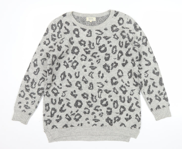 Nine by Savannah Miller Grey Leopard Print Women's Jumper Size 8