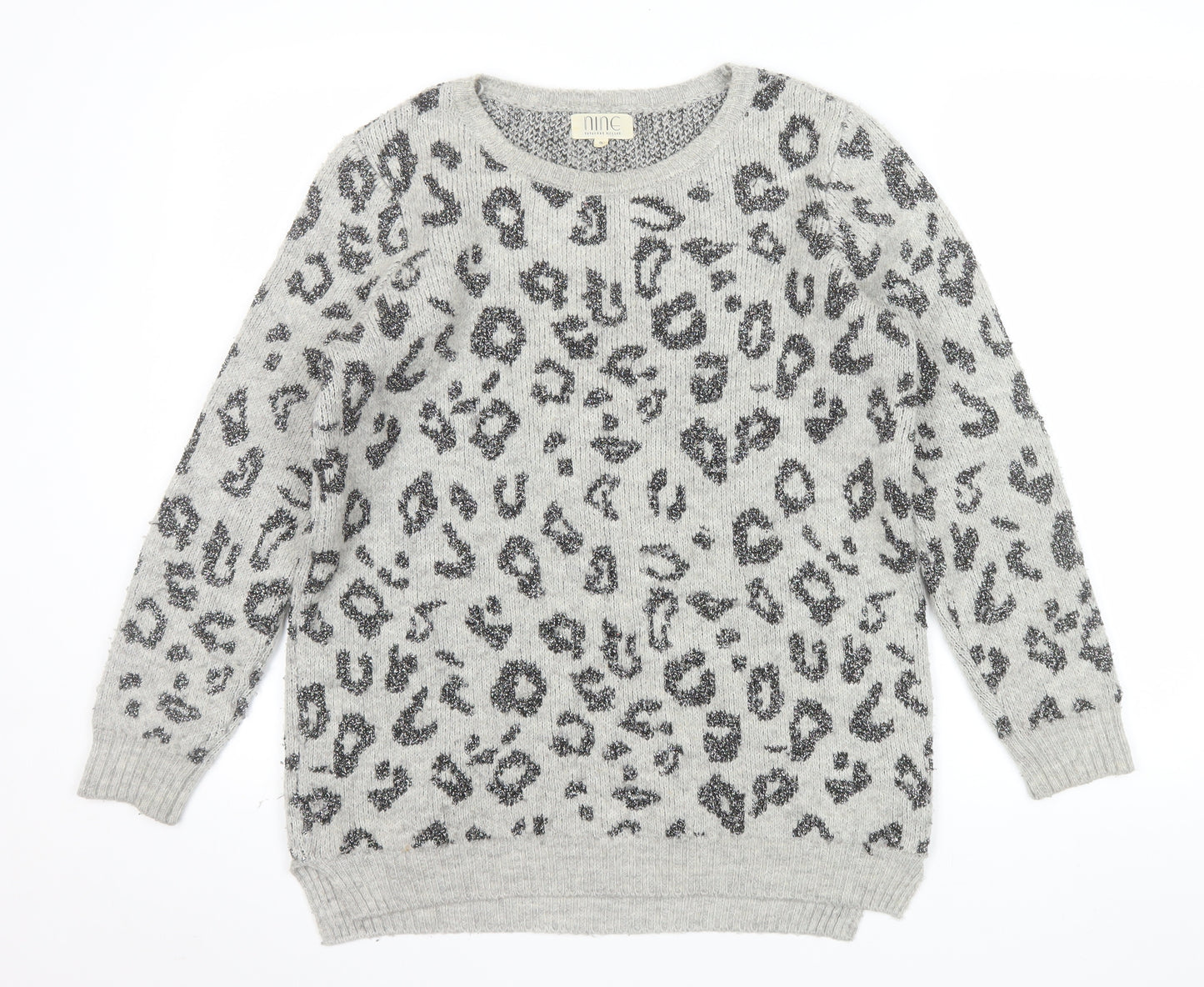 Nine by Savannah Miller Grey Leopard Print Women's Jumper Size 8