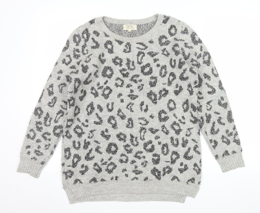 Nine by Savannah Miller Grey Leopard Print Women's Jumper Size 8