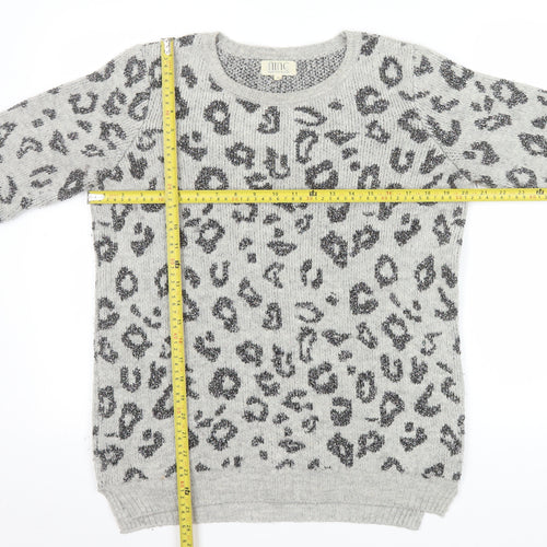 Nine by Savannah Miller Grey Leopard Print Women's Jumper Size 8