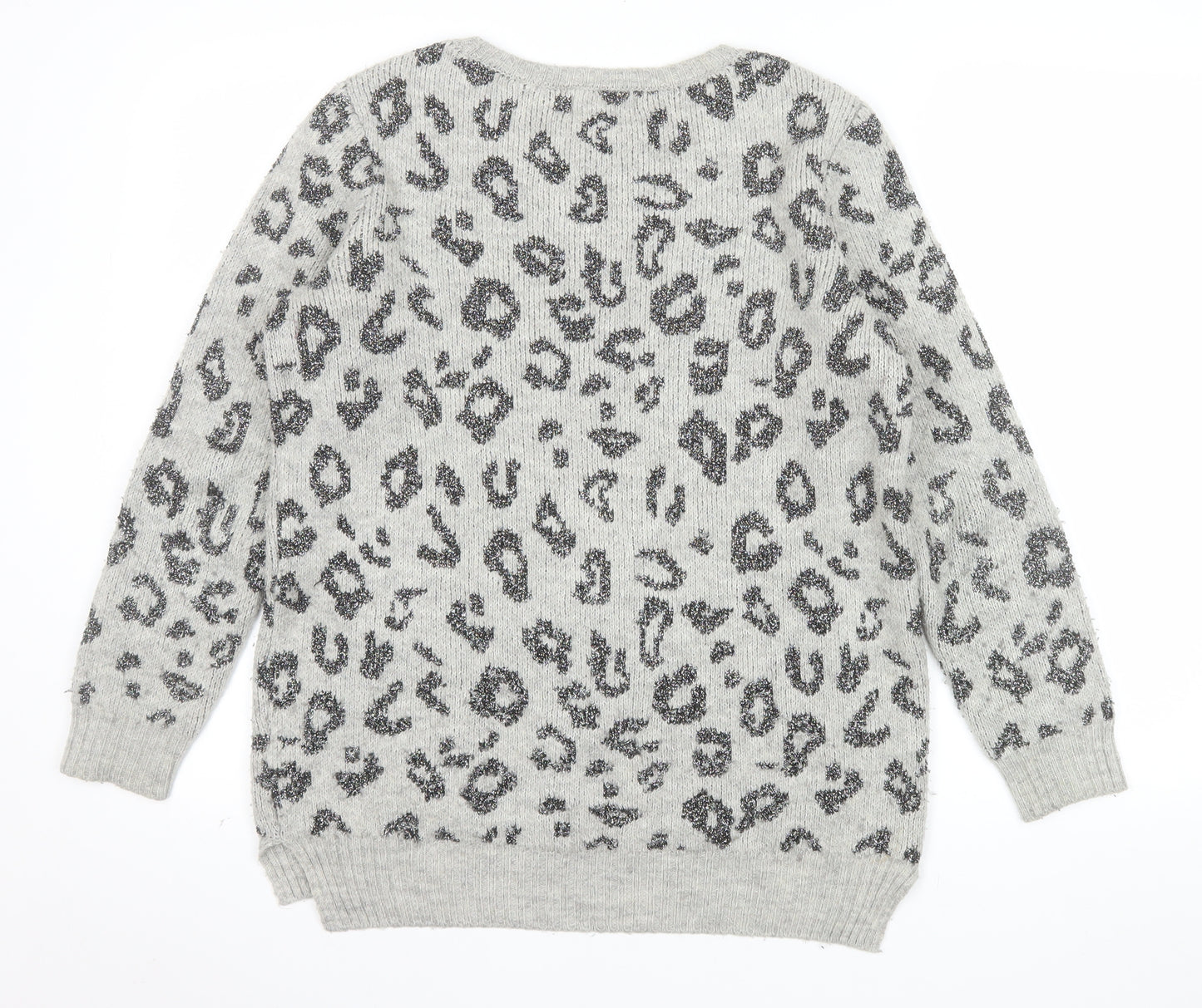 Nine by Savannah Miller Grey Leopard Print Women's Jumper Size 8