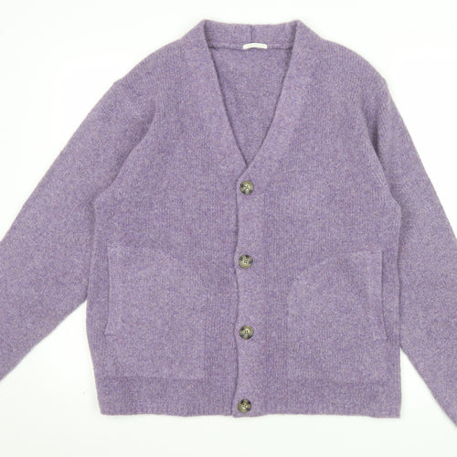 GU Women’s Purple Wool Blend V-Neck Button Cardigan Size S