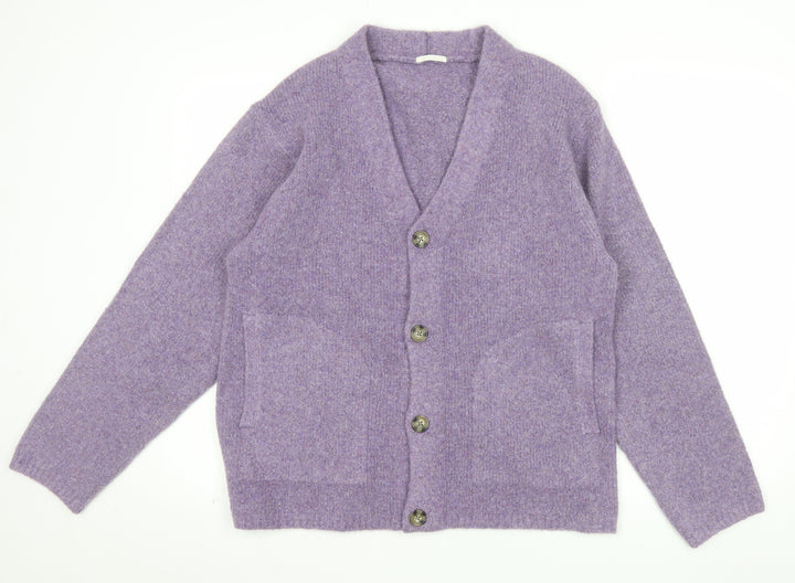 GU Women’s Purple Wool Blend V-Neck Button Cardigan Size S