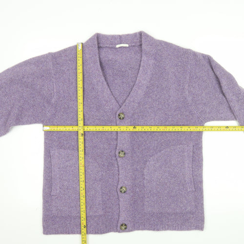 GU Women’s Purple Wool Blend V-Neck Button Cardigan Size S