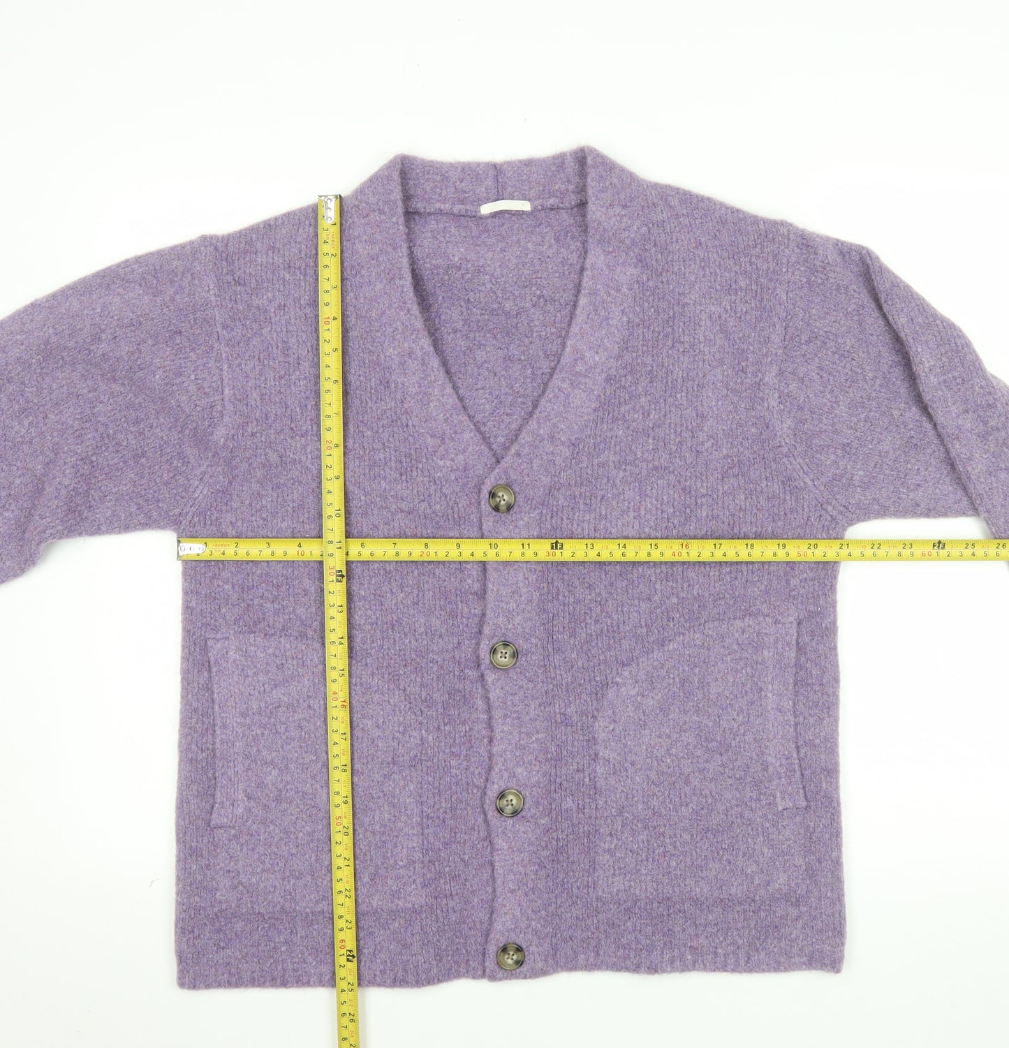 GU Women’s Purple Wool Blend V-Neck Button Cardigan Size S