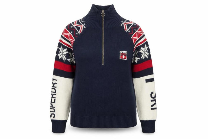 Superdry Women's Multicoloured Fair Isle Half Zip Ski Jumper Size 16
