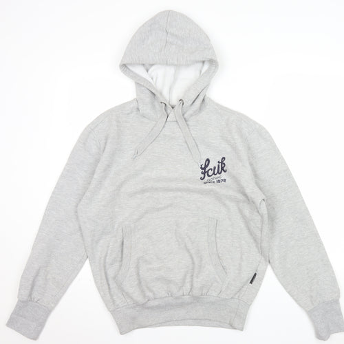 FCUK Women Grey Pullover Hoodie Cotton Polyester Size M Casual