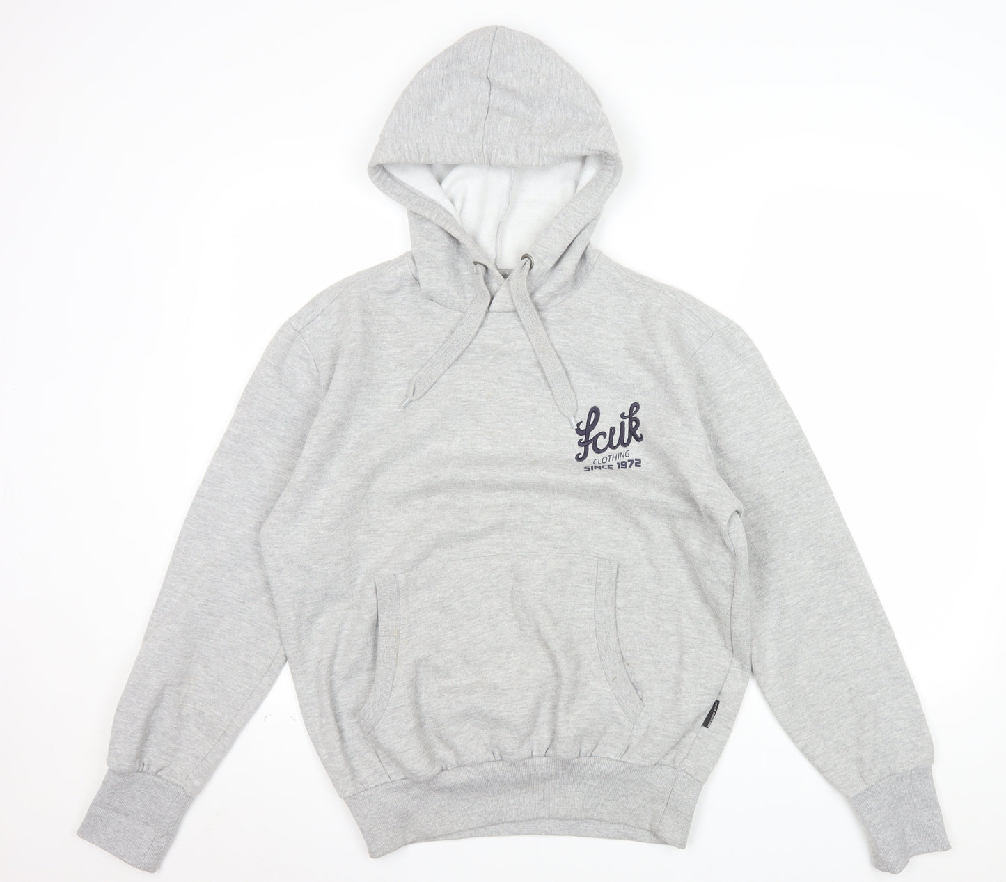 FCUK Women Grey Pullover Hoodie Cotton Polyester Size M Casual