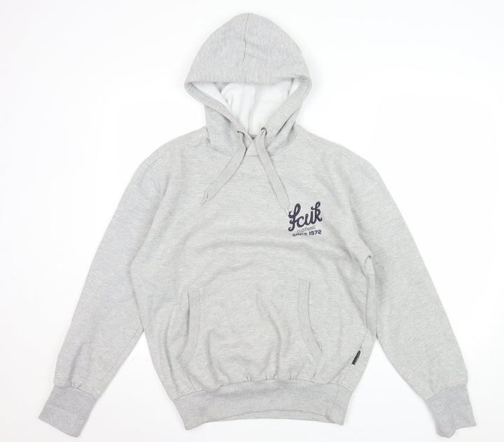 FCUK Women Grey Pullover Hoodie Cotton Polyester Size M Casual