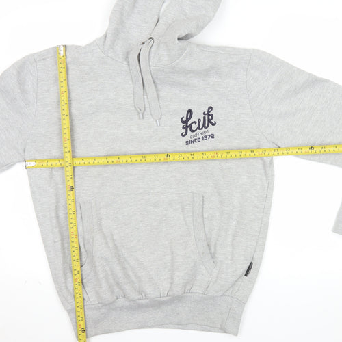FCUK Women Grey Pullover Hoodie Cotton Polyester Size M Casual