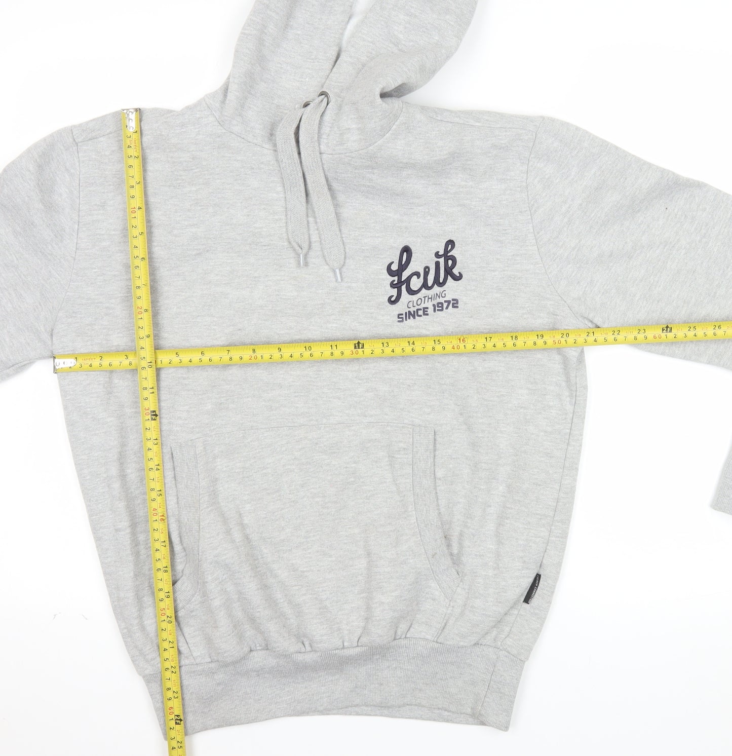 FCUK Women Grey Pullover Hoodie Cotton Polyester Size M Casual