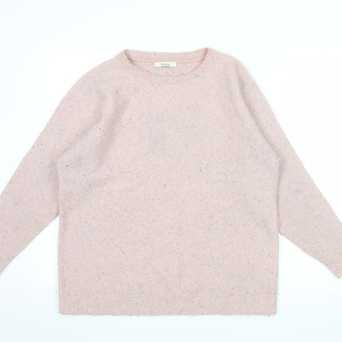 White Stuff Women's Pink Wool Blend Crew Neck Jumper Size 14