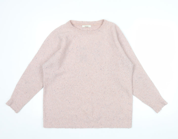 White Stuff Women's Pink Wool Blend Crew Neck Jumper Size 14