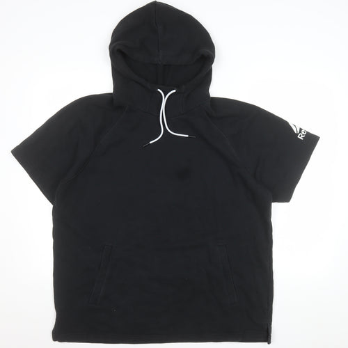 Reebok Womens Black 2XL Short Sleeve Pullover Hoodie Cotton Blend