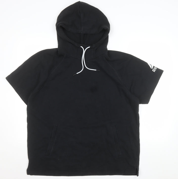 Reebok Womens Black 2XL Short Sleeve Pullover Hoodie Cotton Blend