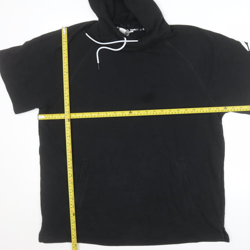 Reebok Womens Black 2XL Short Sleeve Pullover Hoodie Cotton Blend