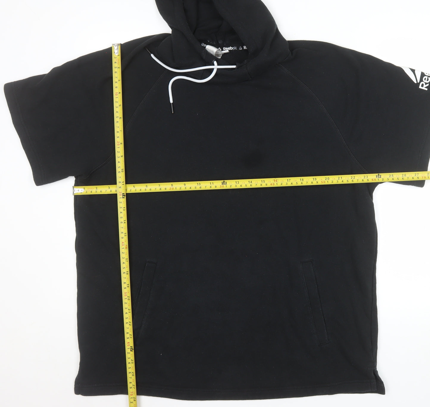 Reebok Womens Black 2XL Short Sleeve Pullover Hoodie Cotton Blend