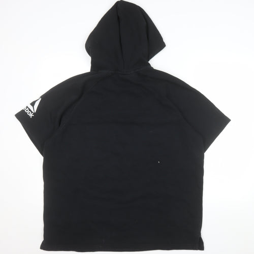 Reebok Womens Black 2XL Short Sleeve Pullover Hoodie Cotton Blend