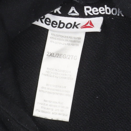 Reebok Womens Black 2XL Short Sleeve Pullover Hoodie Cotton Blend