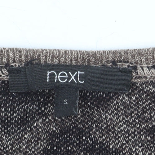Next Womens Brown Leopard Print Striped Sleeve Jumper Size S