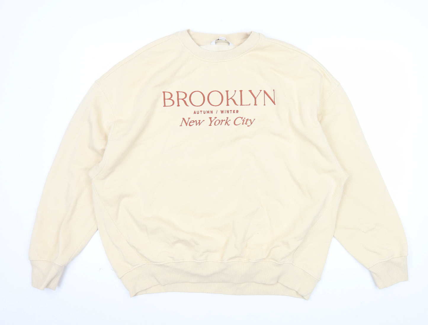 Next Men’s Beige Brooklyn Crew Neck Sweatshirt M Autumn Winter