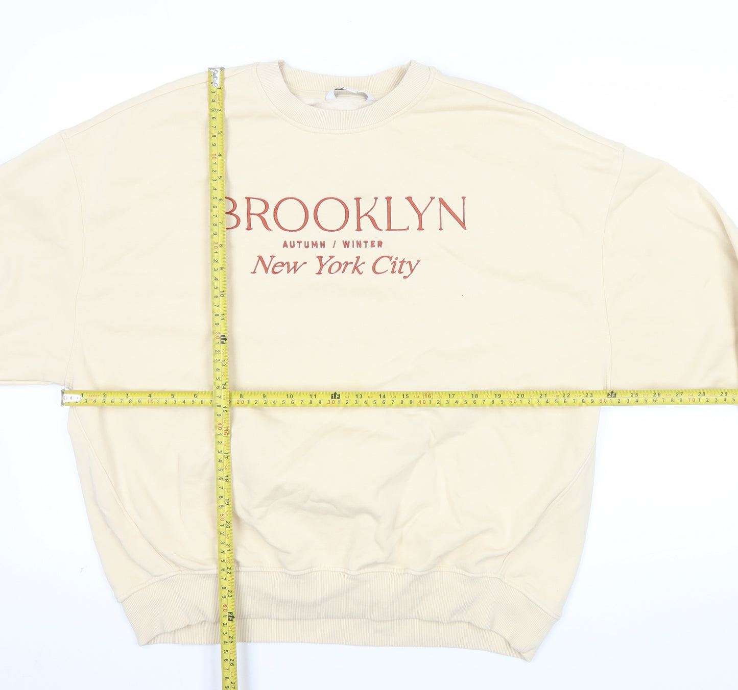 Next Men’s Beige Brooklyn Crew Neck Sweatshirt M Autumn Winter