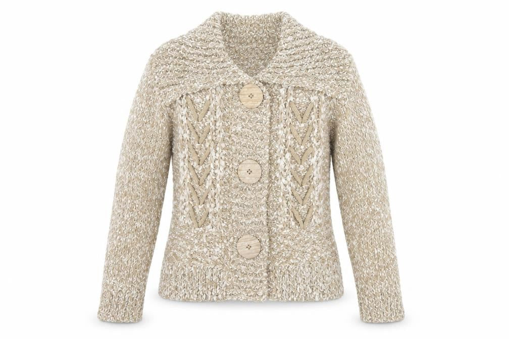 Felicia Collection Women’s Beige Chunky Knit Button Cardigan Size S