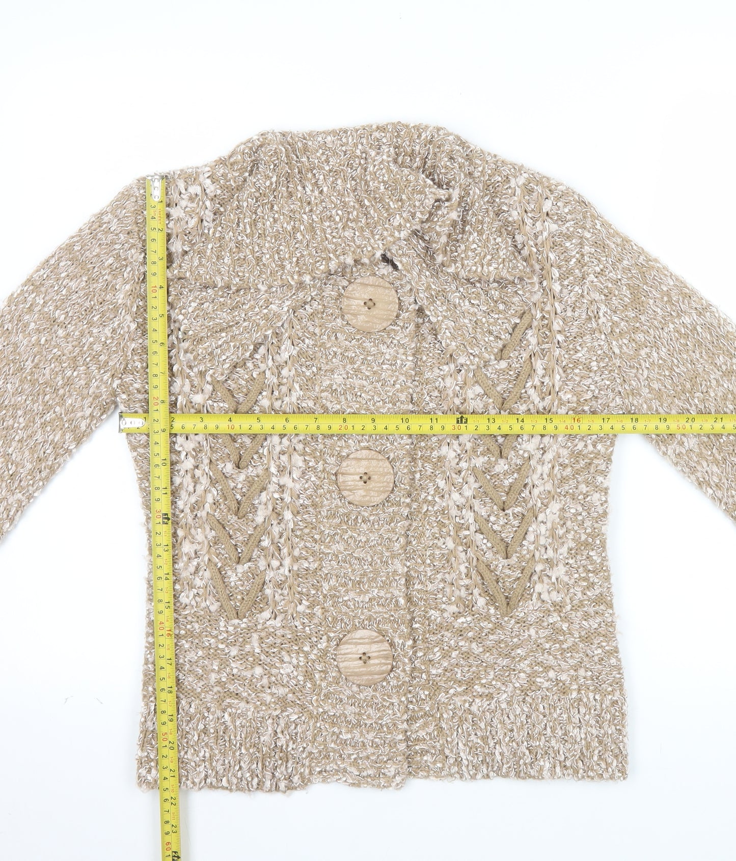 Felicia Collection Women’s Beige Chunky Knit Button Cardigan Size S