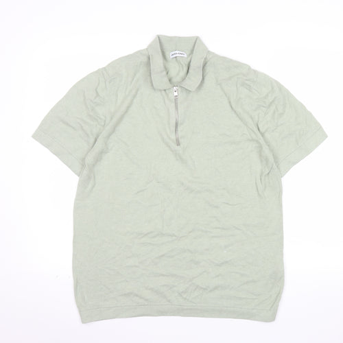 Jack & Jones Men’s Green 1/4 Zip Knit Polo Shirt Size L