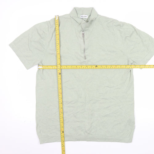 Jack & Jones Men’s Green 1/4 Zip Knit Polo Shirt Size L