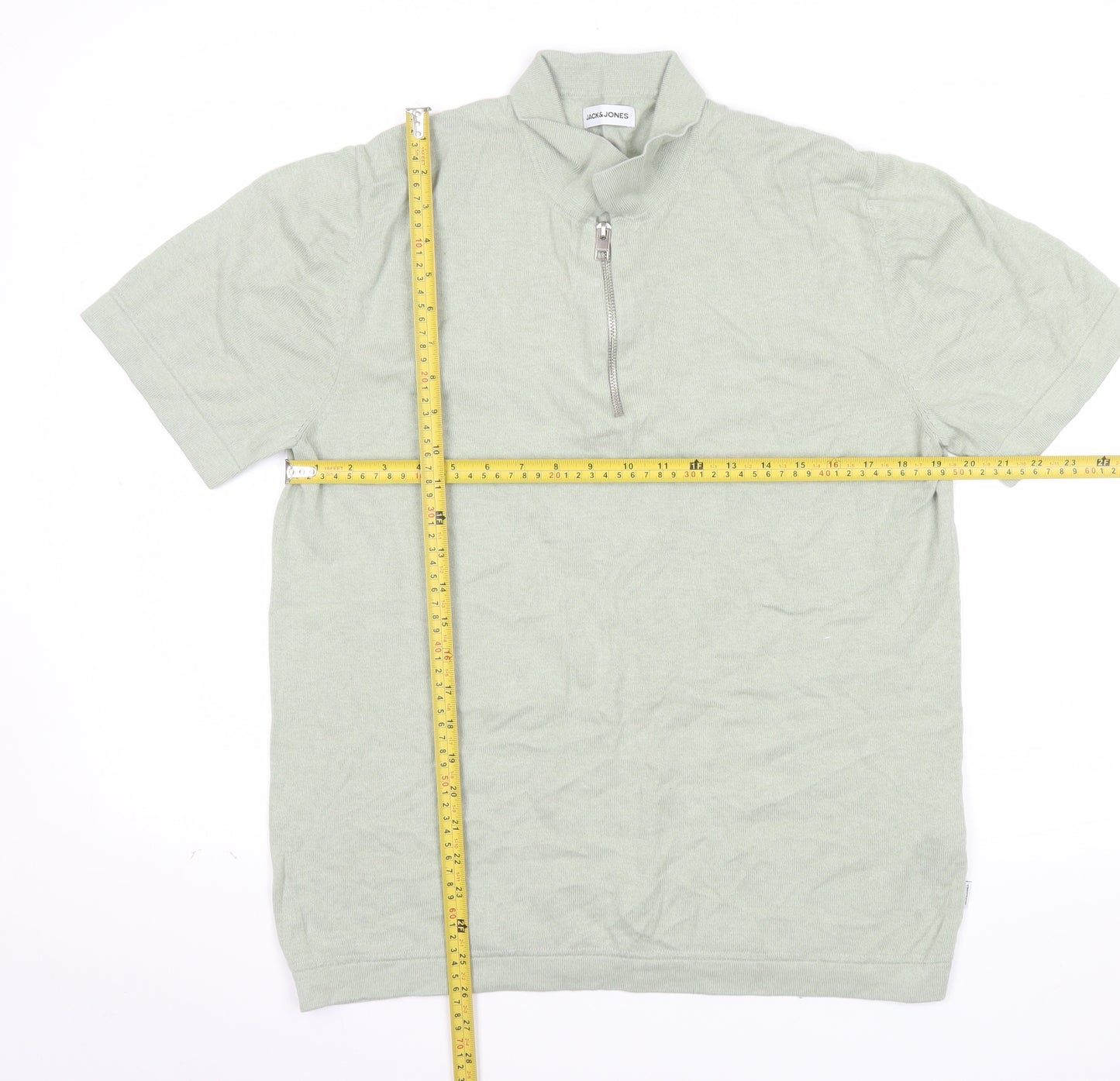 Jack & Jones Men’s Green 1/4 Zip Knit Polo Shirt Size L